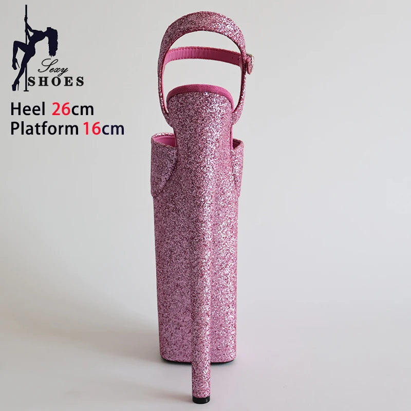 Pink Shiny Women Sandals 26CM/10Inchs High Heels Ultrahigh Heel Stripper Slippers Pole Dance Shoes Party Stage Show Sandals