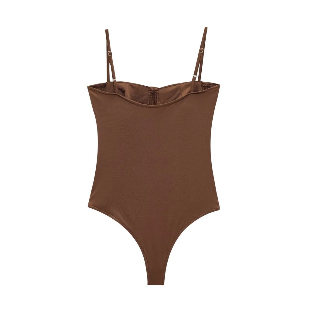 Zevity 2026 Women Sexy Spaghetti Strap Inner Style Beach Wear Bodysuits Ladies Soft Slim Swimsuit Playsuits Mujer Rompers LS9043