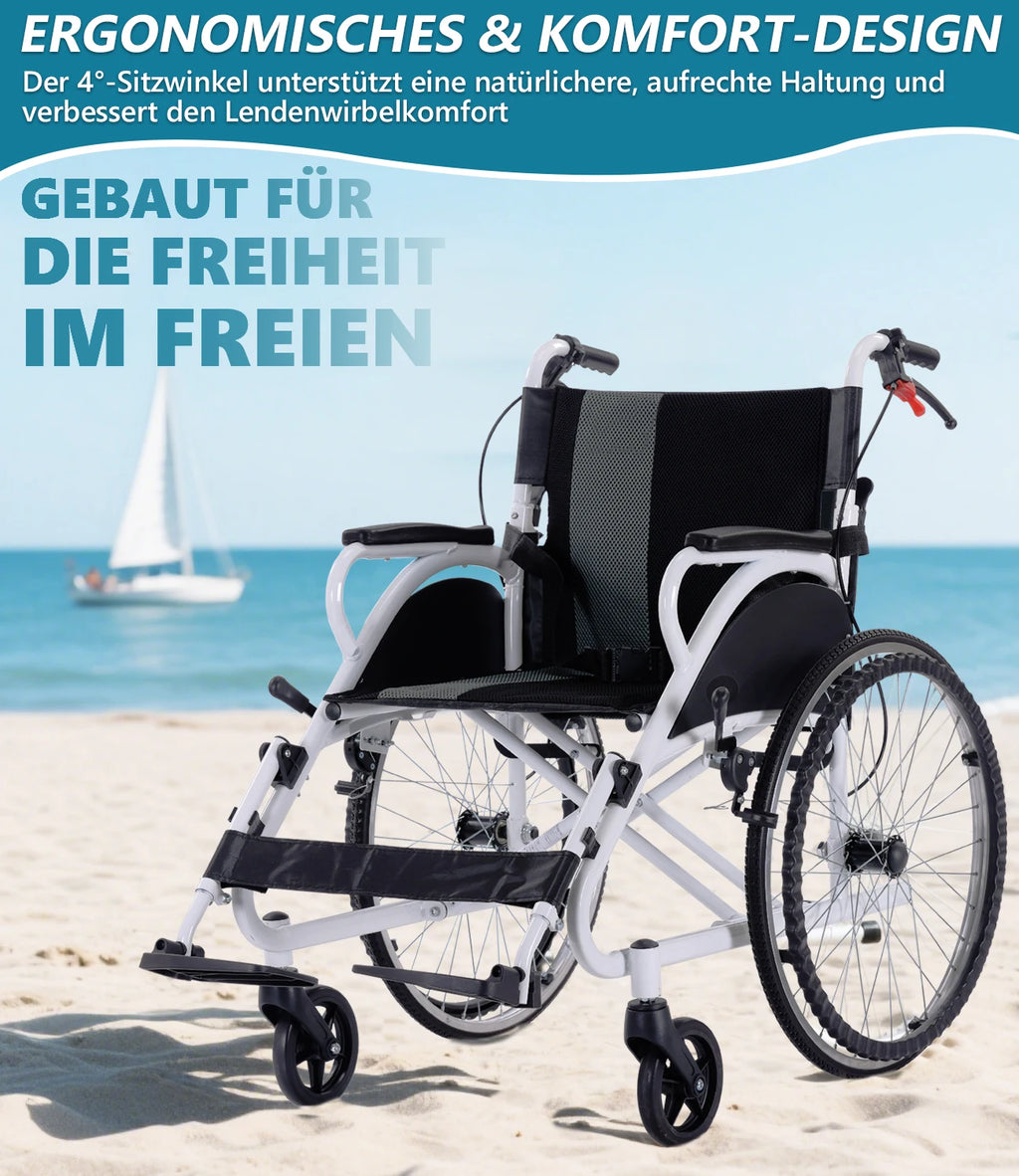 Lightweight Travel Wheelchair Foldable Compact Hand Push Wheelchair for Easy Storage in Car Trunk Airplane Suitable for Adult