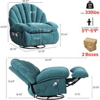 Power Recliner Chair Swivel, Comfortable Soft Fabric Shell Shape with Storage 360 Swivel Electric Big Tall Single Reclining Sofa