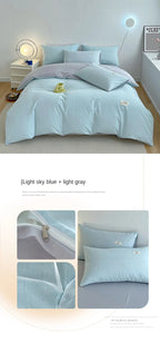 INS style high luxury solid color double-sided style single couple quilt cover soft luxury hotel & apartment & home bedding