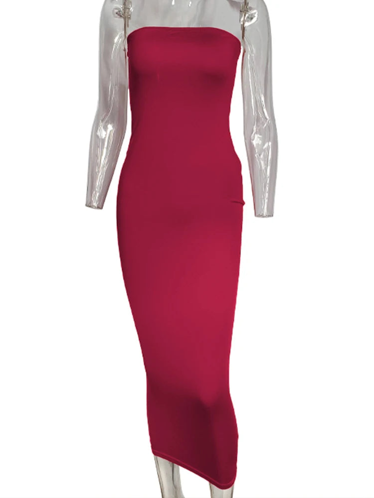 Summer Women's Sexy Sleeveless Chest Wrapped Long Beach Dress