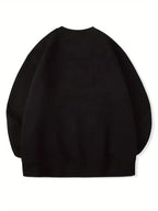 Men's autumn and winter fashionable casual loose futune letter graphic printed long sleeved round neck sweatshirt