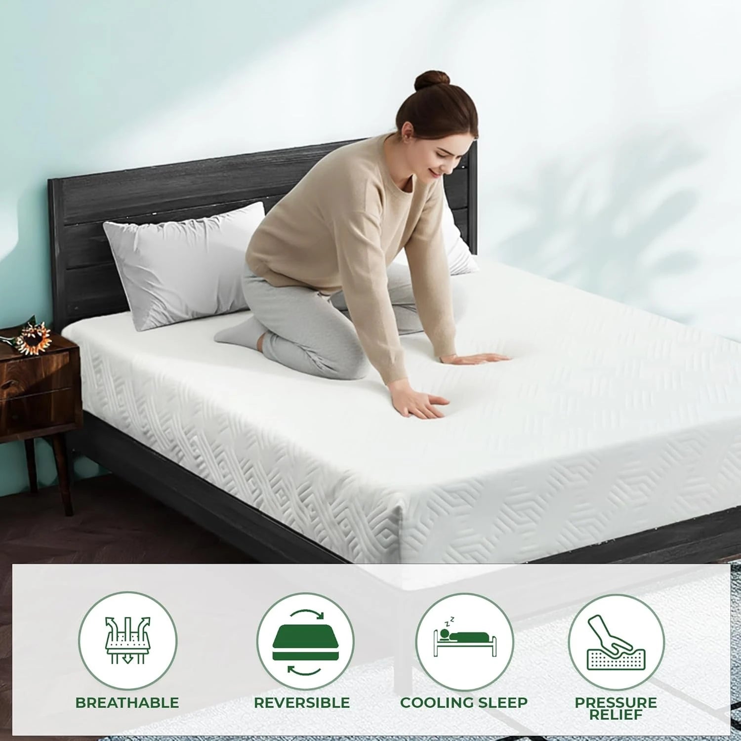 Twin Mattress, 4 Inch Foam Mattress in a Box, Medium Firm, Reversible, Pressure Relief, for Bunk Bed, Customized