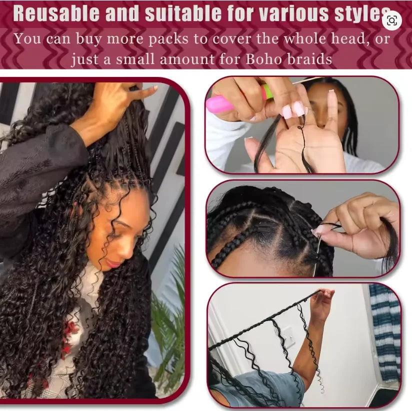 Brazilian Hair Kinky Curly Crochet Braiding Human Hair Deep Wave Crochet Human Hair Extensions Knotless Pre-Separated Crochet