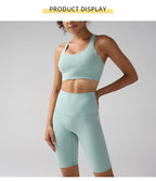 Workout Sportswear 2PCS Piece Female Women Active Wear Sports Tank Top Women Gym Workout Leggings Booty Bum Leggings