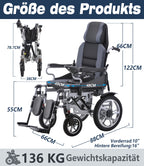 Electric Wheelchair for Adults Long Large Support Power WheelChair Seniors Folding Wheelchair