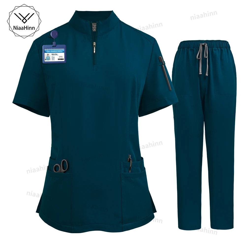 Clinical Uniform Woman Nursing Articles Hospital Surgical Gowns Dental Nursing Medical Blouse Pants Work Wear Doctor Nurse Scrub Main image
