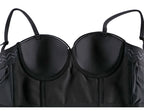 Wechery Women Leather Corset Top Crop Bustier Gothic Bra Push Up Bodice Sexy Lingerie Corselet Party Short Camis Plus Size 6XL