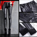 High Waist Faux Leather Leggings – Warm Winter Pants