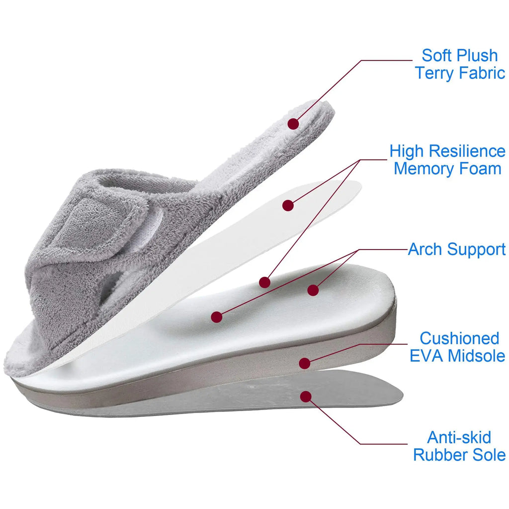 Litfun Four Seasons Cotton Slippers For Women Casual Flat Slippers With Adjustable Straps Female Breathable Soft Cozy Home Shoes