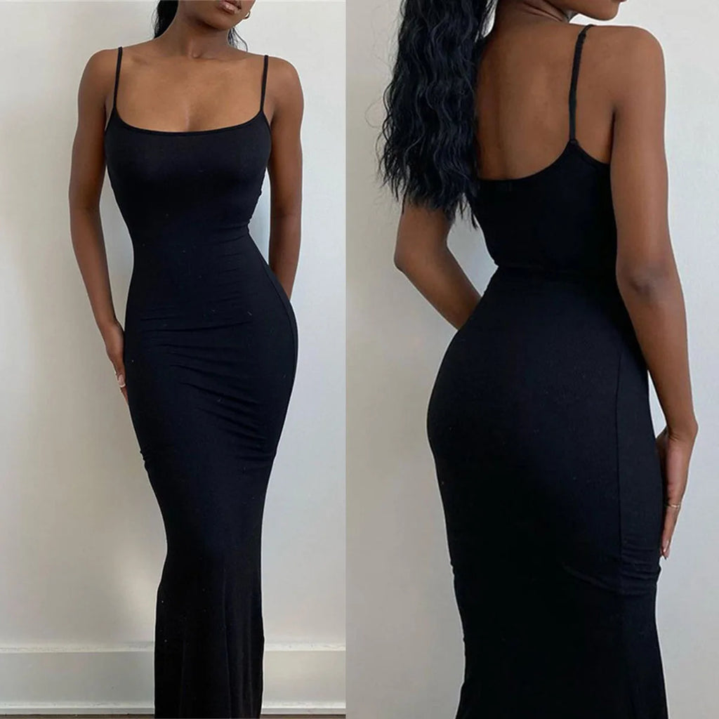 Satin Slip Sleeveless Backless Maxi Dress Women 2026 Y2k Summer Bodycon Elegant Sexy Outfits Ladies Birthday Party Club Sundress