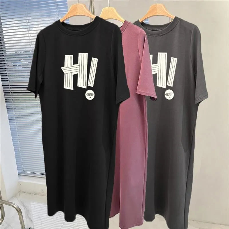 Korean Casual Loose Short Sleeved Dress Women's Summer New Plus Size Pullover Dress Secondary image