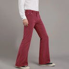 Fall Slim Fit Flared Pants Men Classic Fashion Handsome Long Fittness Trousers Hundred Matching Outdoor Trendy Plush Apparel