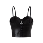 Stylish Wowen PU Leather Corset Imitation Leather Festival Clothing Bustier Lady Cropped Top Girls Punk Rock Club Party Camis