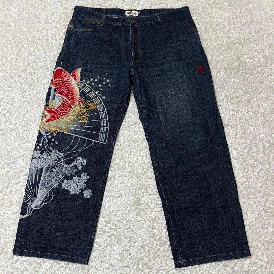 American Japanese Retro Selvedge Jeans Man Y2K High-end Brand Natural Indigo Dip Dyeing Harajuku Mopping Pants