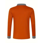 Spring and Autumn Men's Long Sleeve Polo Shirt Classic Business Office T-shirt Male Street Casual Fashion Solid Color Top