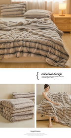 Ultra Soft Luxury Flffy Faux Rabbit Fur Blanket, Thick Winter Warm Throw Blankets, Plush Cozy Bubble Fleece Blankets Home Decor