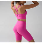 Workout Sportswear 2PCS Piece Female Women Active Wear Sports Tank Top Women Gym Workout Leggings Booty Bum Leggings