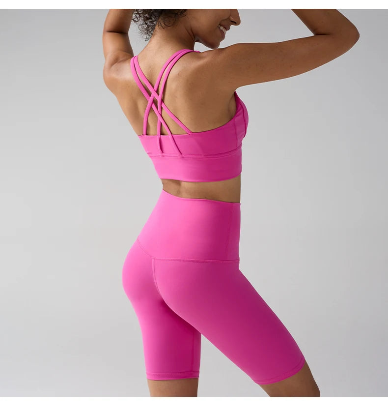 Workout Sportswear 2PCS Piece Female Women Active Wear Sports Tank Top Women Gym Workout Leggings Booty Bum Leggings