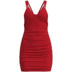 Sexy Sleeveless Sequin Mini Dress Women 2026 Summer Fashion V-neck Solid Color Party Nightclub Vestidos Elegant Evening Dresses