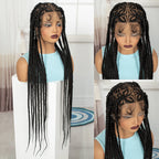 36in Full Lace Cornrow Braided Wigs Synthetic Natural Braiding Hair Wigs Box Braided Lace Wigs with Baby Hair for Black Women