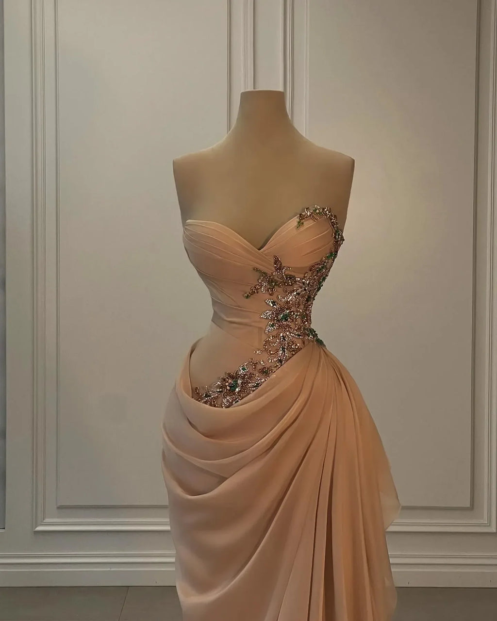 Customized Stunning Evening Dresses Elegant Pleats Crystal Beaded Sweetheart Prom Dress Waist Decor Dress for Special Ocn