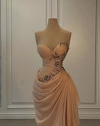 Customized Stunning Evening Dresses Elegant Pleats Crystal Beaded Sweetheart Prom Dress Waist Decor Dress for Special Ocn