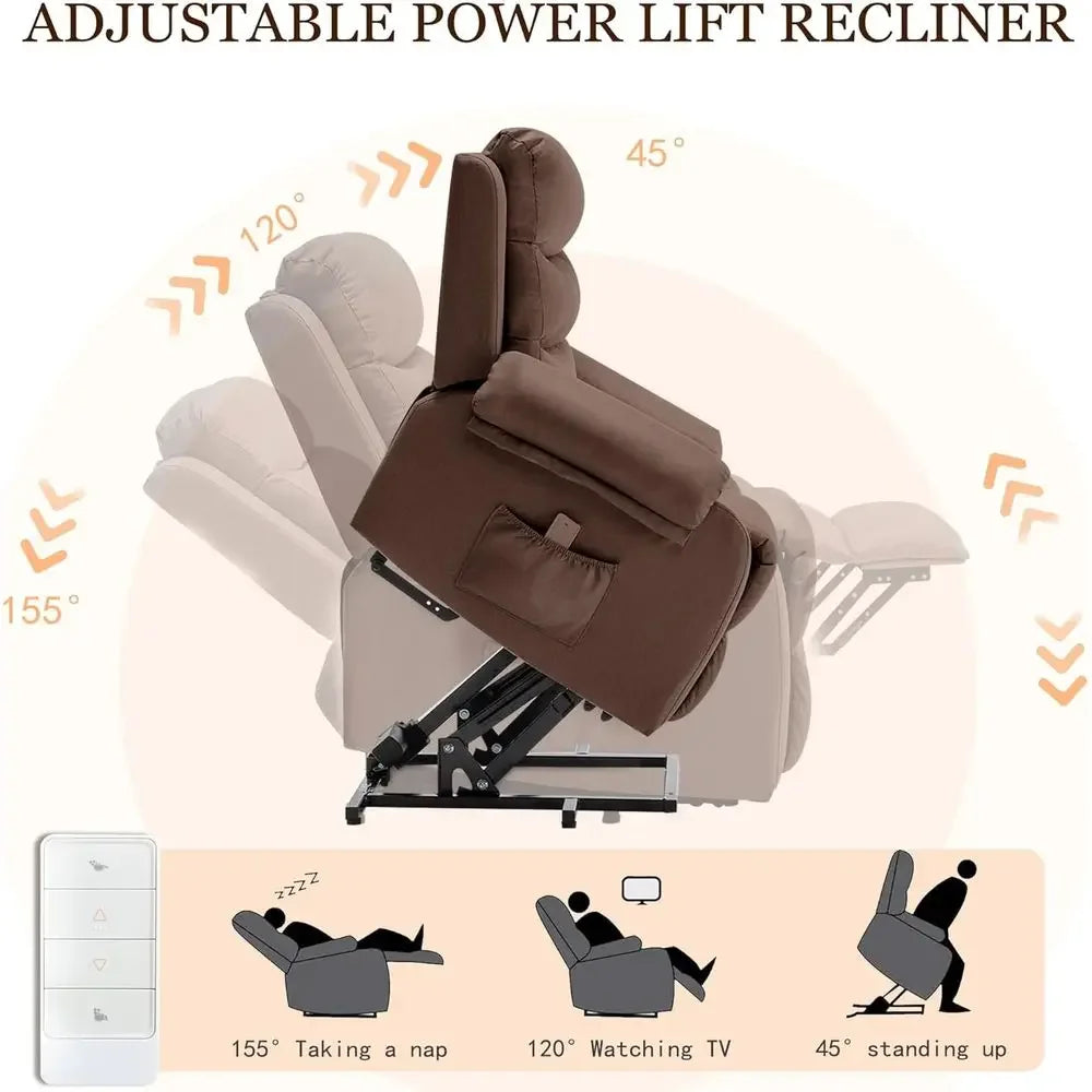 Adult-Sized Power Recliners with Assist Features for Elderly Comfort, Compact Recliners with Lift, Electric Sofas with Memory Fo