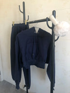 Wholesale Fleece Hoodie with Jogger Pant Sweat Suit Fall Winter 2 Piece Set Tracksuit Women Sports Outfit Two Piece Solid Casual