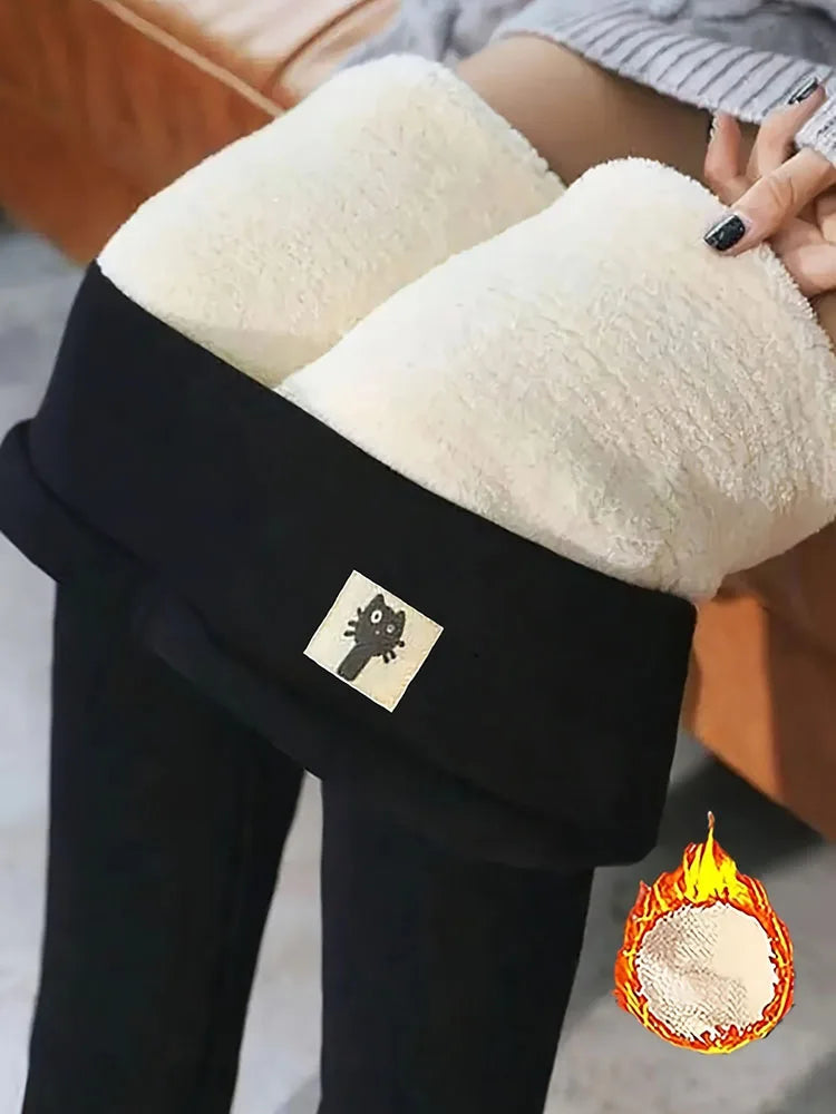 Winter Thicken Warm Leggings Women Lamb Cashmere Joggers High Waist Fleece Elastic Tights Warm Tights Pants Slim Velvet Legging Main image