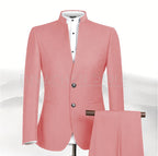 2025 New Style Men Chinese Tunic Collar Bridegroom Suit Formal Wear Dress Slim Fit Mens Suits Groom Wedding Blazer Costume Homme