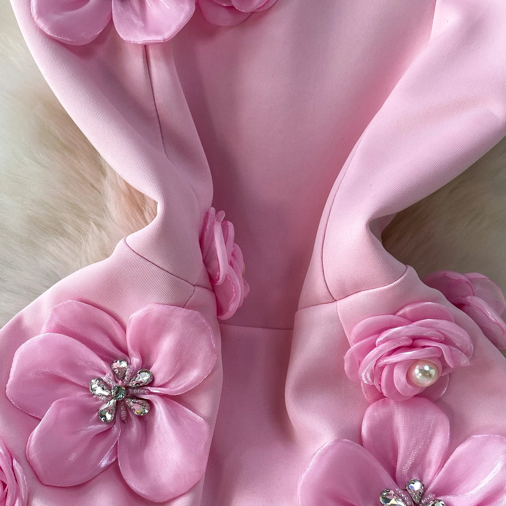 Chic vintage floral Three-dimensional Elegant Fairy korean fashion autumn Sundress women clothing