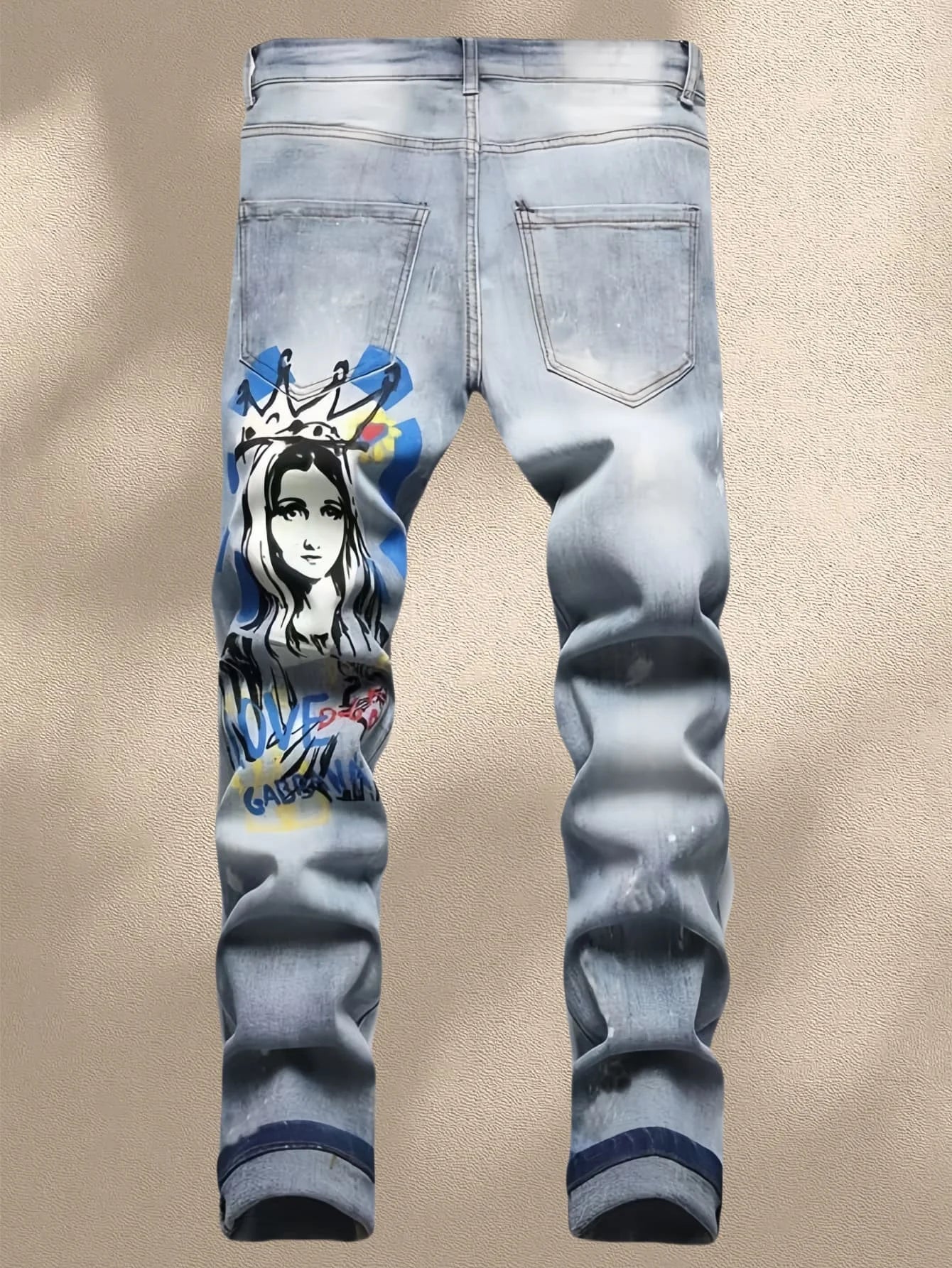 Fashionable Men's Jeans  With Trendy Prints  Highlighting Individuality   Elastic And Breathable Fabric  Free Shipping Secondary image