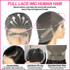 Straight 250 Density Real Full Lace Human Hair Wig Brazilian Pre Plucked 360 HD Full Lace Invisible Strap Snug Fit Wig For Women