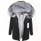 MAOMAOKONG 2025 & 2026 Real Fur Coat New Fashion Fox Fur Collar Winter Women's clothing Removable Lining Thickened Jacket Short Parka