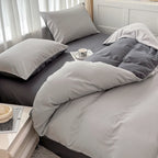 2-side Solid Color Brush Fabric Bed Set 4 Pieces Duvet Cover Pillowcase Bedding Set Bed Sheet Quilt Cover Single Queen King Size