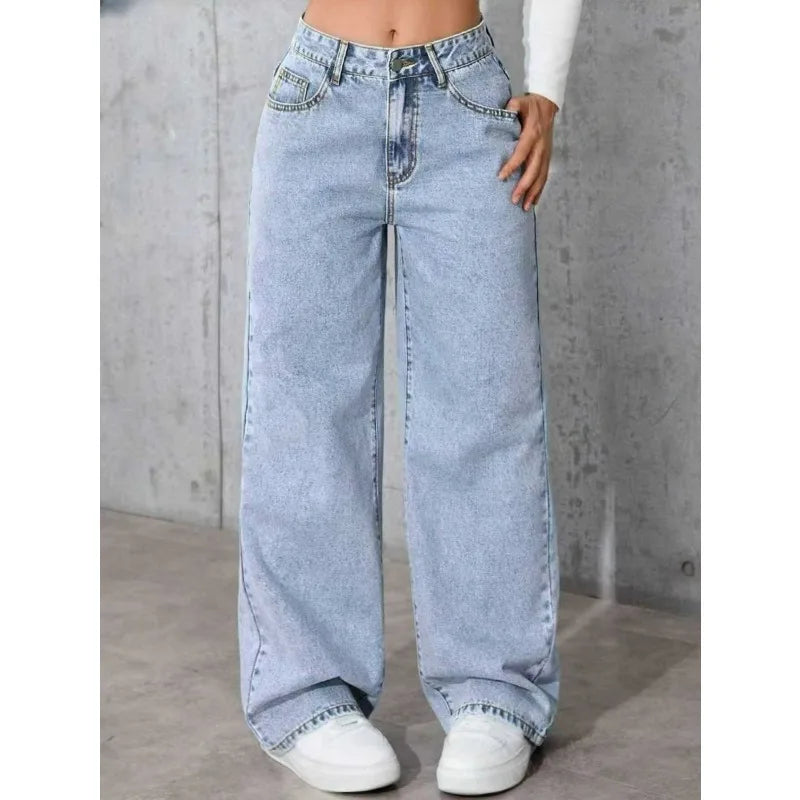 Women Wide Leg Straight Leg Denim Jeans Y2K Autumn Winter 2025/2026 Korean Style Retro Loose Pant Fashion High Street Versatile Jeans Secondary image