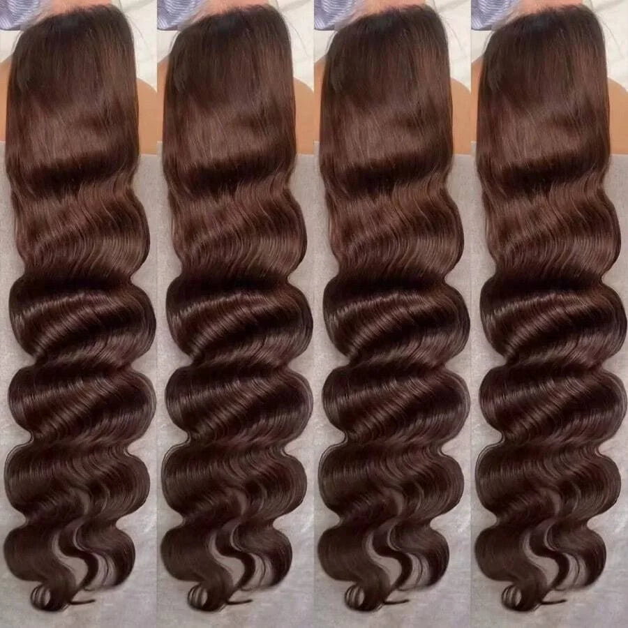 Chocolate Brown Body Wave Lace Front Wig Human Hair 220 Density Frontal Lace Wigs 30 Inch 13x6 HD Transparent Lace Human Wigs