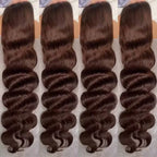 Chocolate Brown Body Wave Lace Front Wig Human Hair 220 Density Frontal Lace Wigs 30 Inch 13x6 HD Transparent Lace Human Wigs