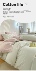 INS style high luxury solid color double-sided style single couple quilt cover soft luxury hotel & apartment & home bedding