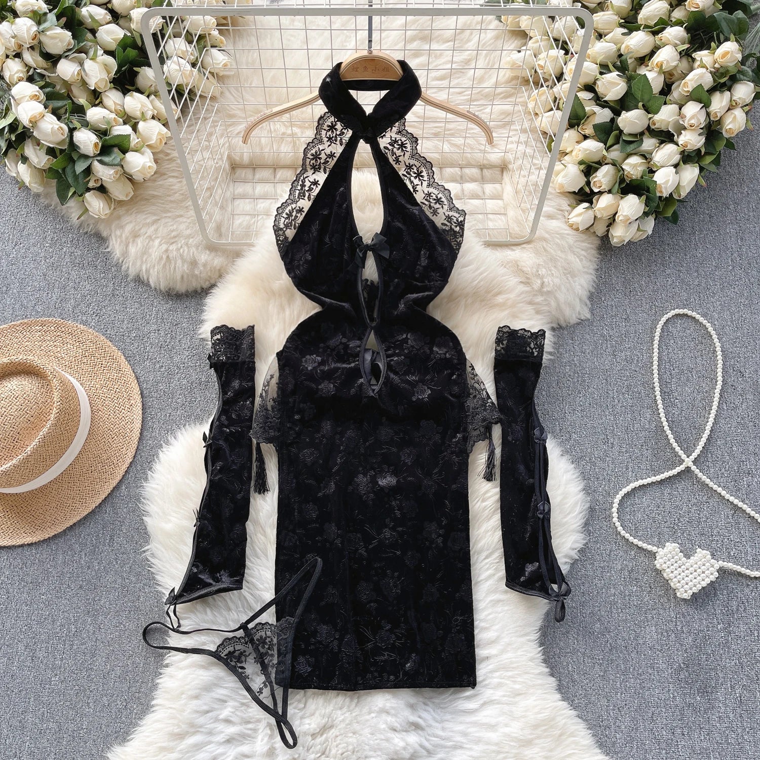 Japanese Kimono V-neck Printed Flower Bow Waist Shaping Cardigan Dress Women Clothing Loose Long Sleeve Vintage Sexy Lace-up New