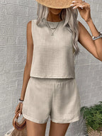 Summer Shorts Sets Women 2026 Fashion Sleeveless Loose Tank Tops And Short Pants Two Piece Sets Women Outfit Casual Femme Suit