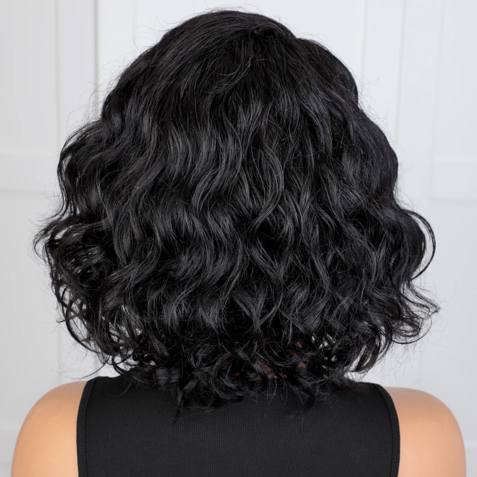 Lekker Ginger Short Pixie Cut Wavy Bob 13x1 C Part Lace Front 100% Human Hair Wigs For Women Brazilian Remy Hair Clearance Wigs