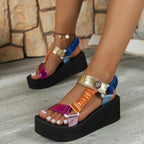 Platform Sandals 2025 Summer Flat Women Shoes Foot high heels Beach Sandals Outdoor All-match Casual Slippers Large Size Sandals