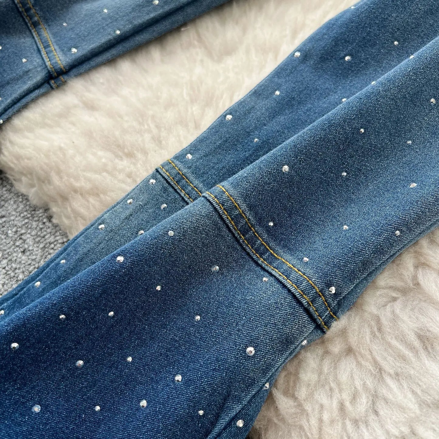 Denim Pant Set Women Two Piece Sets Sexy Matching Sets Sleeveless Short Tops Long Flare Pants High Waist Slim Hot Diamond