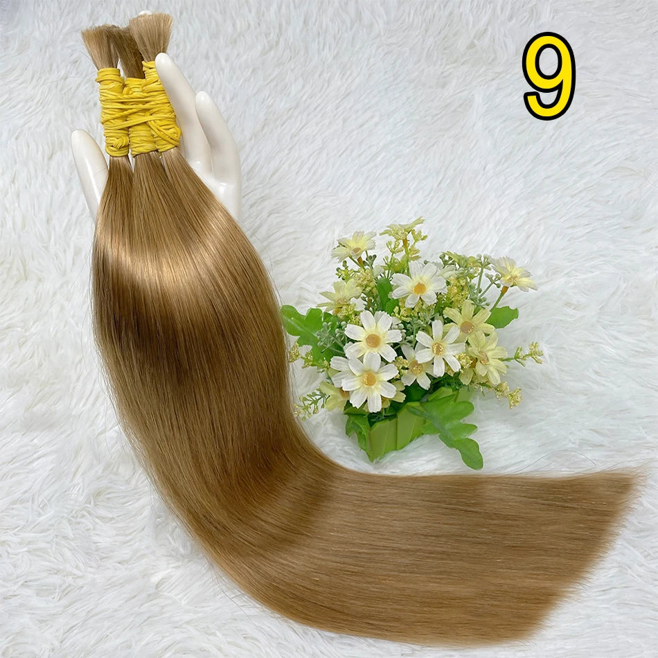 Ombre Straight Bulk Braiding Hair 100% Brazilian Virgin Remy Human Hair Extensions 613 Blonde Color Natural Hair Piece