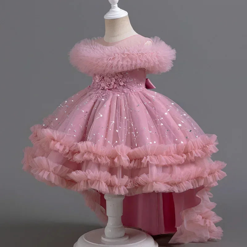 Fashion Flower Girl Dresses for Weddings Sleeveless Lace Kids Dresses for Girls Summer Children Girls Party Dresses 3-12 Years Main image