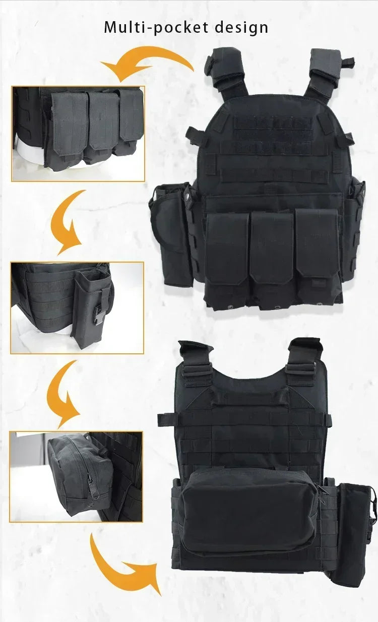 Military Tactical Vest Body Armor Combat Army CS Gear Hunting Plate Carrier Airsoft Accessories Wargame Pouch Molle Vest