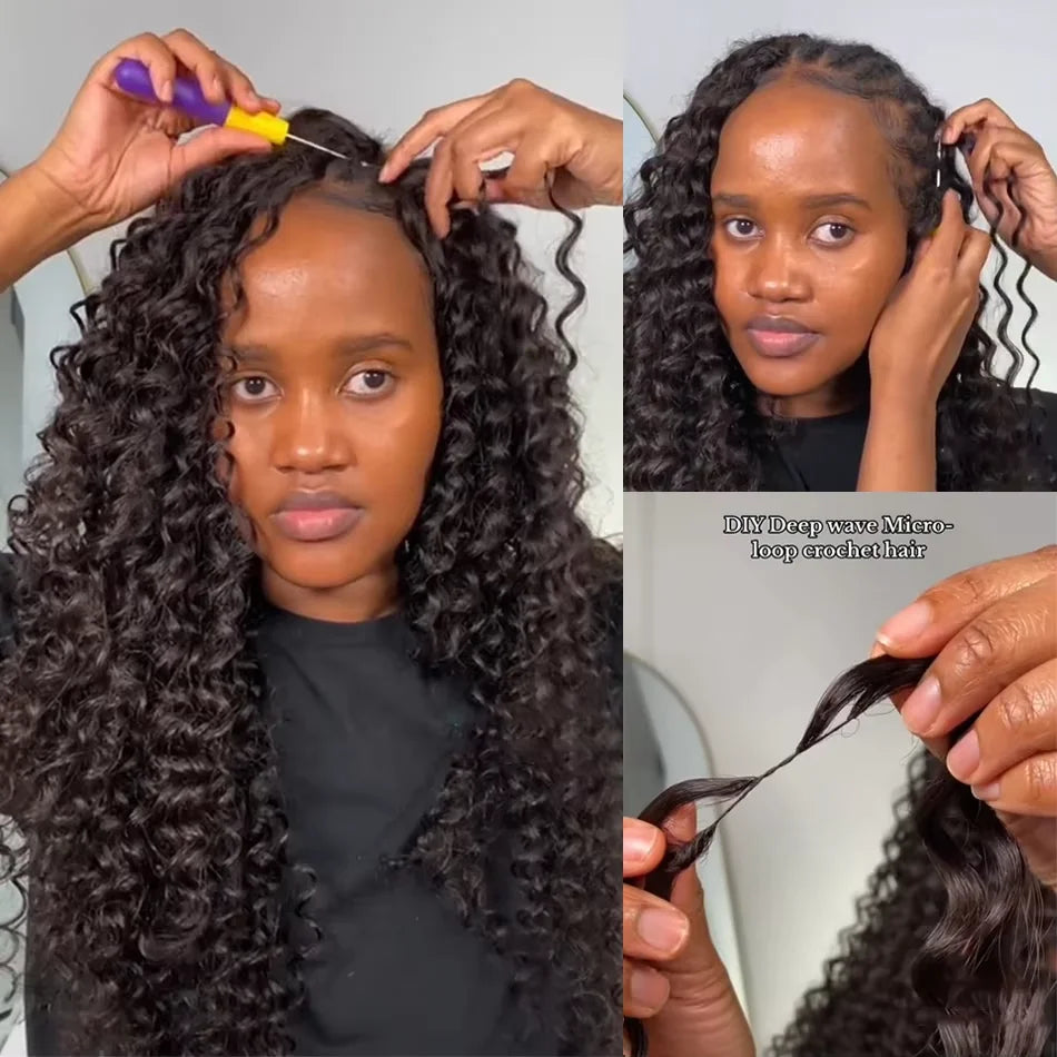 Natural Color Kinky Curly Crochet Hair Miracle Knots 100% Human Hair Soft Silky Bouncy Texture Full Head Extensions Luxury High End Hair
